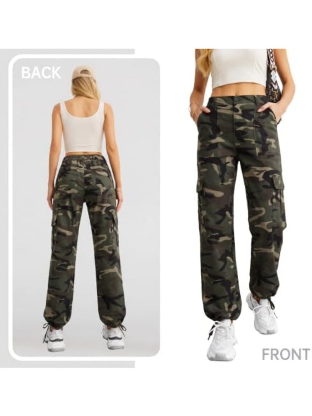 High Waisted Cargo Pants for Women | Y2K Streetwear, Baggy, Stretchy, 6 Pockets - Picture 5 of 5